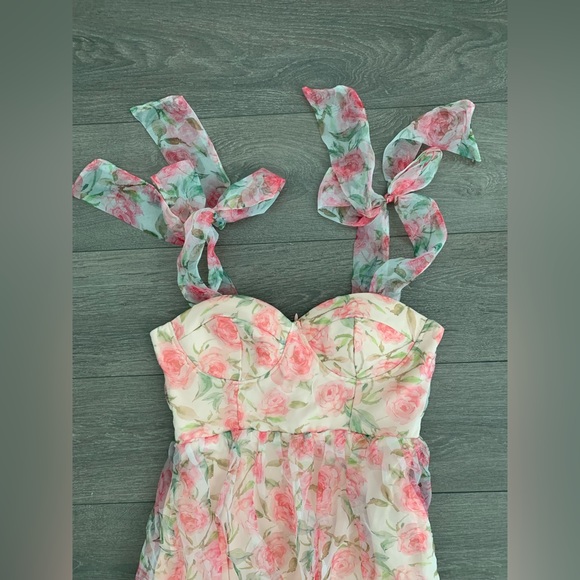 Maniju Korea dress flowers roses Medium new M midi length - Picture 7 of 7